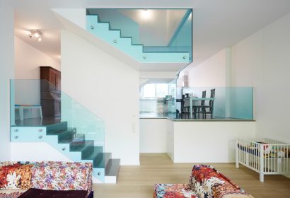 color glazed handrails inside modern house