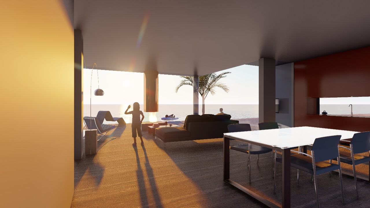 Beach House with Infinity Pool 3d visualization image